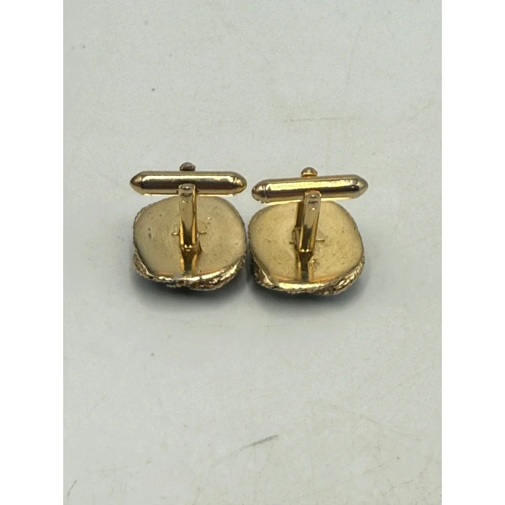Vintage Blue Enamel Gold Tone Rope Knot Cufflinks Mens Formal Accesssory